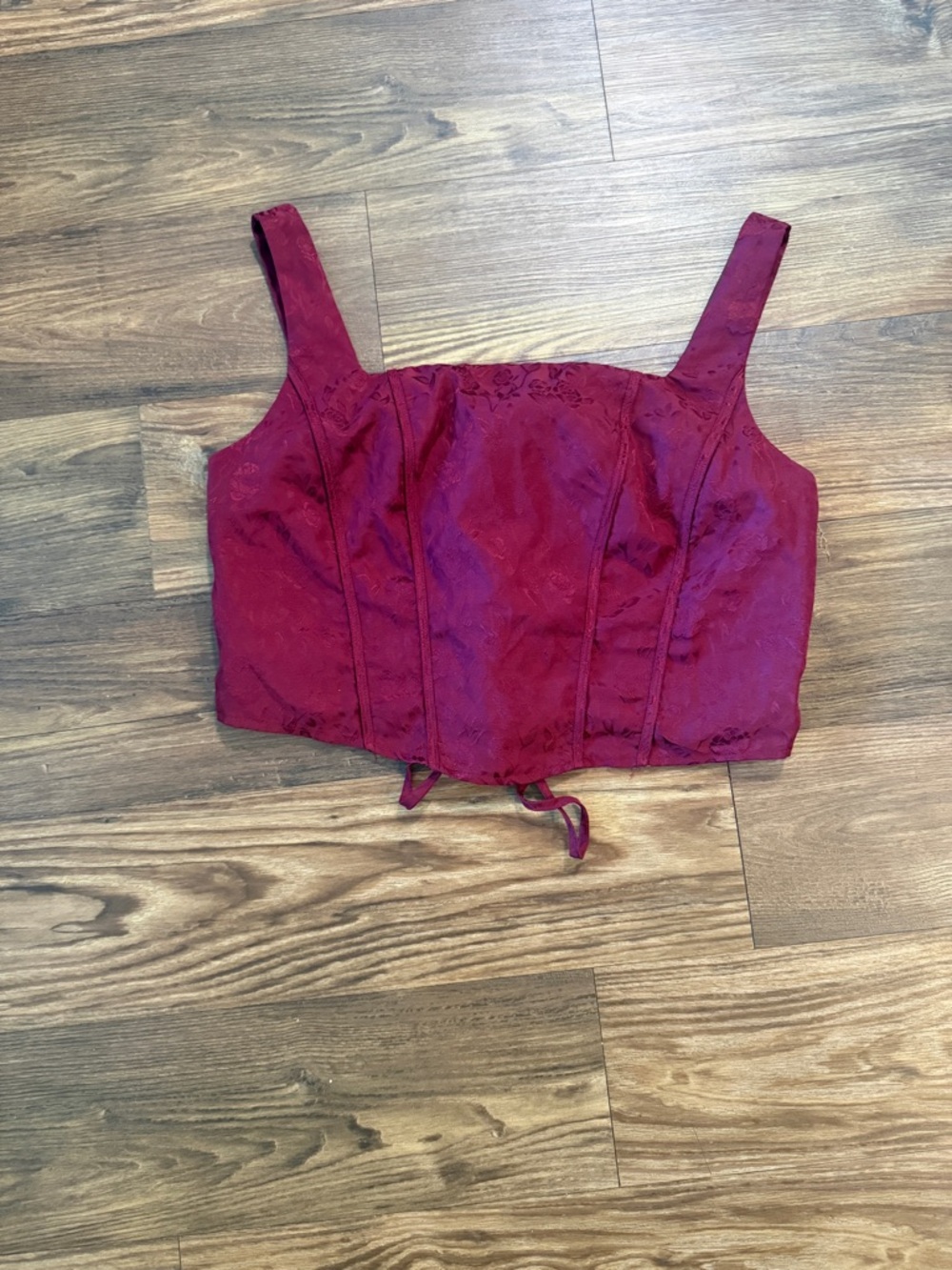 Burgundy Crop Top with Corset Details